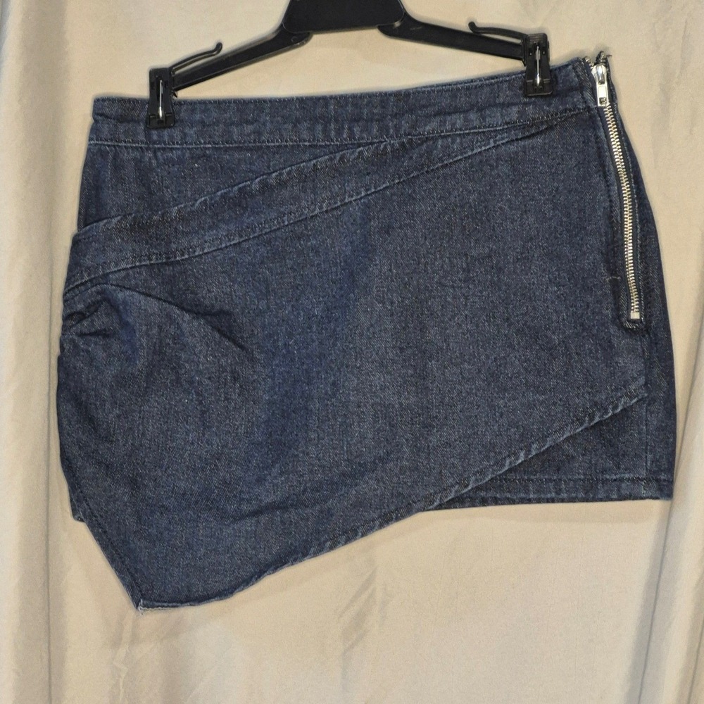 Pretty Little Thing Indigo Asymmetric Layered Denim Mini Skirt Size 8 UK 4 US